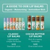 image:imageBadger Vanilla Bean Cocoa Butter Lip Balm Long Lasting Hydrating Lip Care 100 Organic Lip Balm Large Size Stick 4packCool Mint