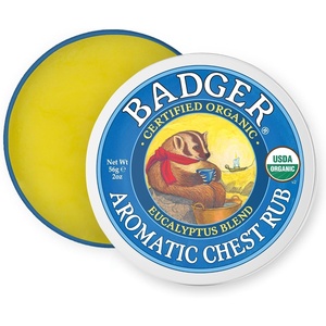 image:imageBadger Aromatic Chest Rub 100 Organic Vaporub wEucalyptus amp Lavender Essential Oils to Clear amp Soothe AllNatural Chest Congestion Relief for Adults amp Kids 75 oz Tin2 Ounce Pack of 1