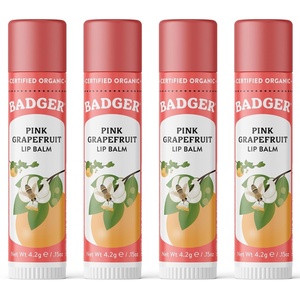 image:imageBadger Classic Organic Lip Balm Set  Green Box Long Lasting Lip Moisturizer Gift Set Light Silky Texture All Natural Lip Balm Variety Pack LipSet Unscented Tea Tree Mint amp Tangerine 4 packPink Grapefruit