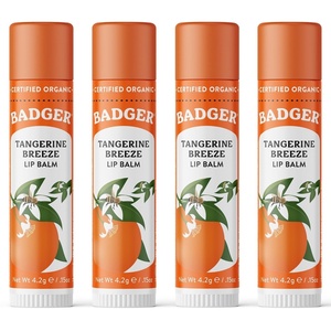 image:imageBadger Classic Organic Lip Balm Set  Green Box Long Lasting Lip Moisturizer Gift Set Light Silky Texture All Natural Lip Balm Variety Pack LipSet Unscented Tea Tree Mint amp Tangerine 4 packTangerine Breeze