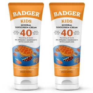 image:imageBadger Kids Mineral Sunscreen Cream SPF 40 98 Organic Ingredients Zinc Oxide Sunscreen for Kids Face amp Body Water Resistant Reef Friendly Hawaii Approved Broad Spectrum Sunblock 29 fl oz29 Fl Oz Pack of 2