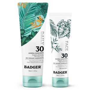 image:imageBadger Mineral Daily and Face Sunscreen Combo SPF 30 Lightweight Organic Mineral Sunscreens with Zinc Oxide Hydrating Everyday Sunscreen Lotions for Face amp Body Vegan amp Unscented 2Pack285 Fl Oz Pack of 2