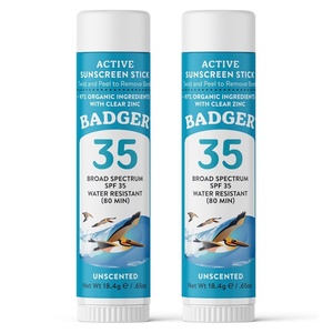 image:imageBadger Mineral Kids Sunscreen Face Stick SPF 35 Zinc Oxide Travel Size Sunscreen Stick for Kids 97 Organic Ingredients Reef Safe Water Resistant 65 oz 2Pack065 Ounce Pack of 2