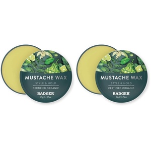 image:imageBadger Mustache Wax Medium Hold Light Masculine Scent Easy to Apply Certified Organic Versatile Moustache amp Beard Wax 75 oz Tin075 Ounce Pack of 2