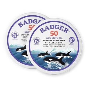 image:imageBadger Reef Safe Mineral Sunscreen SPF 50 98 Organic with Zinc Oxide Non Toxic Water Resistant Unscented amp Hypoallergenic Broad  Spectrum For Adventure amp Sport 29 fl oz 2 Pack24 Fl Oz Pack of 2