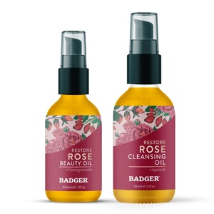 image:imageBadger Rose Cleansing Oil amp Rose Face Oil  USDA Organic Cleansing amp Moisturizing in Glass Bottles