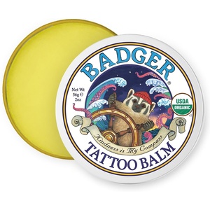 image:imageBadger Tattoo Balm Organic Tattoo Aftercare Soothing Moisturizing Protecting Healing Tattoo Cream Light Herbal Sweet Scent Long Lasting Rich Tattoo Butter 2 oz Tin
