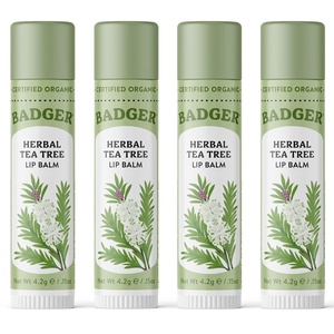 image:imageBadger Tea Tree Classic Lip Balm 100 Organic Lip Balm Moisturizing Herbal Lip Care wLight Silky Texture Soothing amp Refreshing Lip Care for Irritated or Chapped Lips 4 PackTea Tree  Lemon