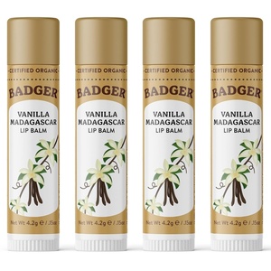 image:imageBadger Tea Tree Classic Lip Balm 100 Organic Lip Balm Moisturizing Herbal Lip Care wLight Silky Texture Soothing amp Refreshing Lip Care for Irritated or Chapped Lips 4 PackVanilla Madagascar
