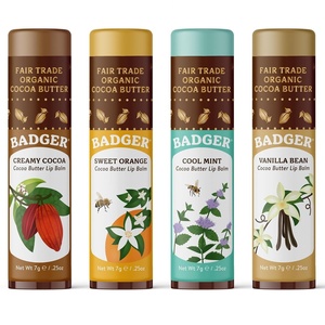 image:imageBadger Vanilla Bean Cocoa Butter Lip Balm Long Lasting Hydrating Lip Care 100 Organic Lip Balm Large Size Stick 4packCocoa  Vanilla  Orange  Mint