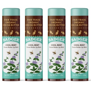 image:imageBadger Vanilla Bean Cocoa Butter Lip Balm Long Lasting Hydrating Lip Care 100 Organic Lip Balm Large Size Stick 4packCool Mint